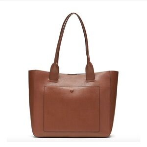 Banana Republic Brown Cow Leather East West Tote Bag Double Handles Classic